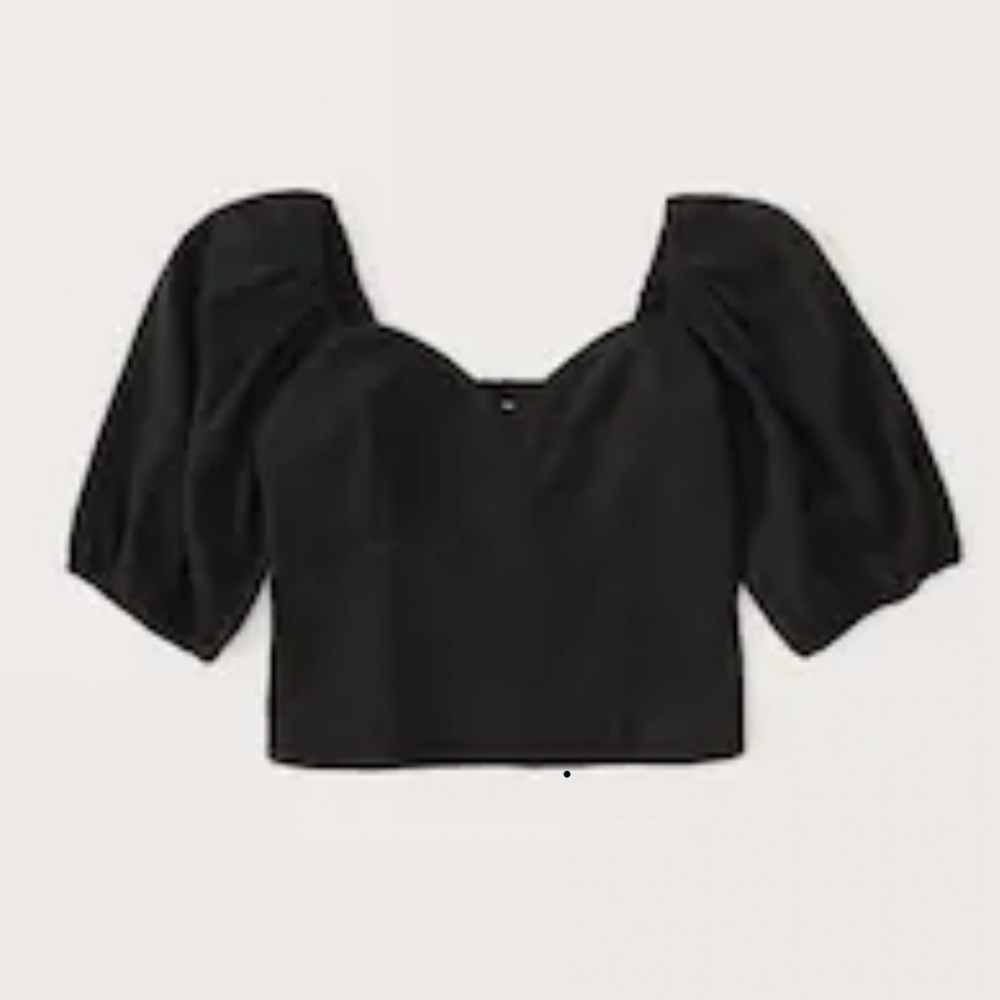 abercrombie Women's Corset Puff Sleeve Top (Black, Size M)